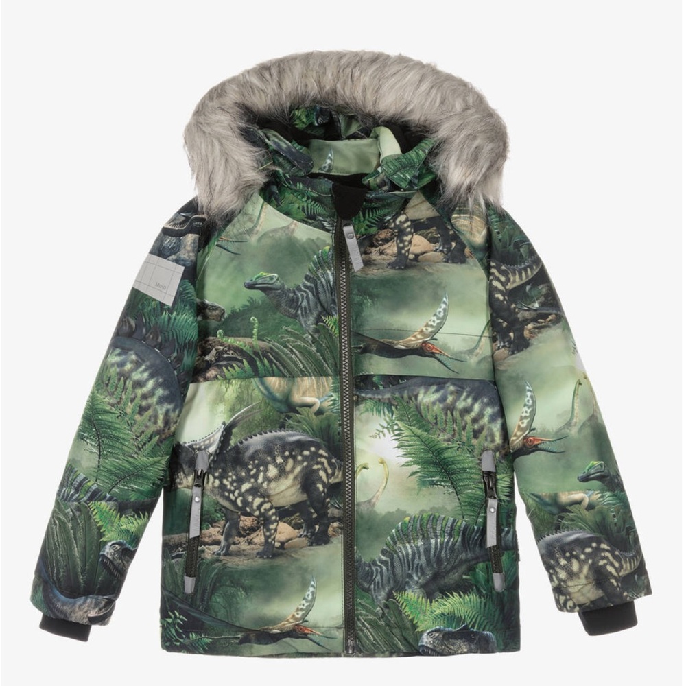 Molo Black and Green Dinosaur Print Jacket